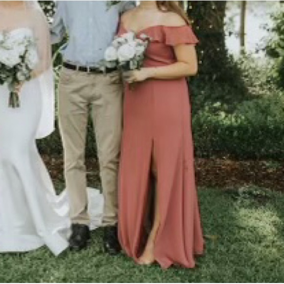 Azazie A-Like Off The Shoulder Chiffon Floor-Length Dress - Picture 6 of 7